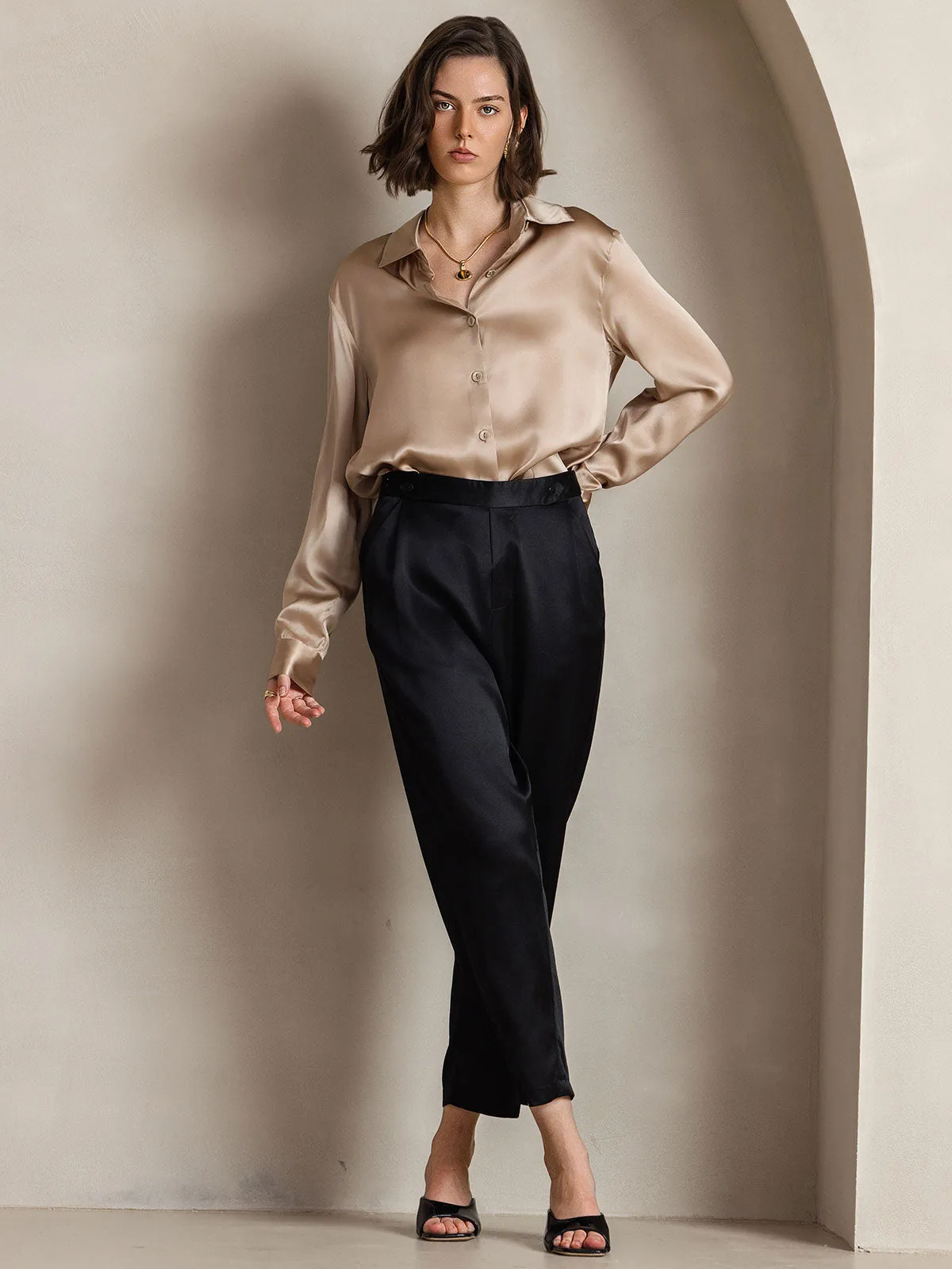 Genoveva - Elegant Utility Look Woman's Lapel Shirt