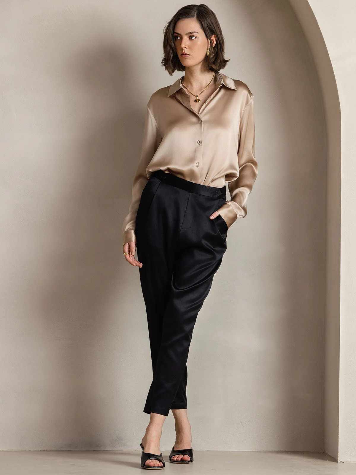 Genoveva - Elegant Utility Look Woman's Lapel Shirt