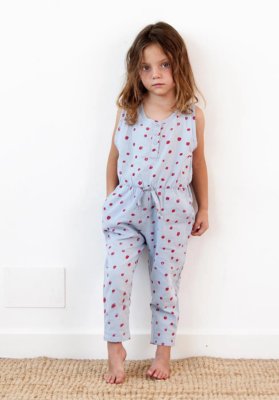 Girls Organic Cotton Mini Dots Jumpsuit