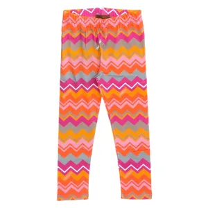 Girls Pink Zig Zag Leggings