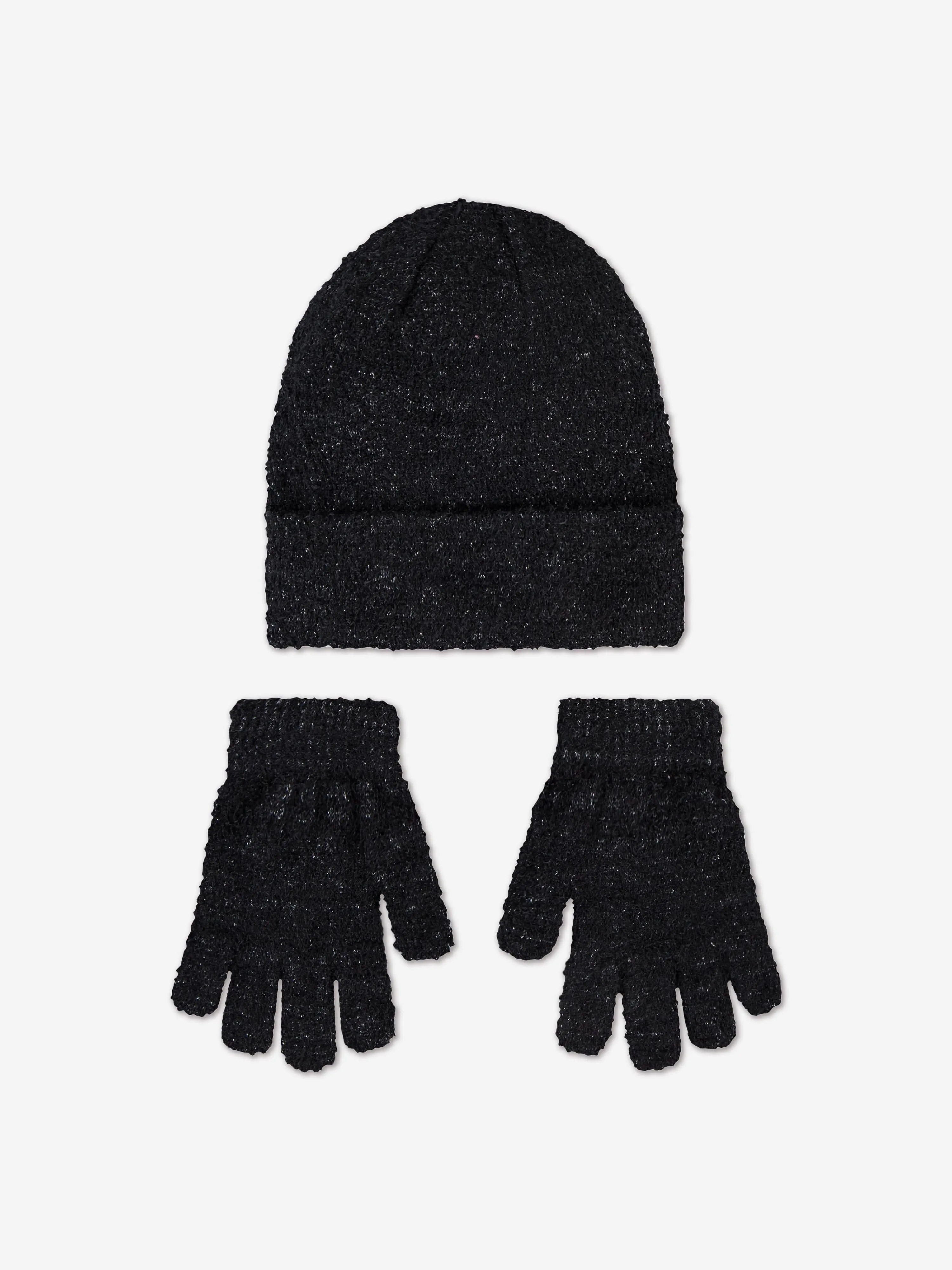 Girls Twinkle Cozy Apex Beanie and Glove Set in Black
