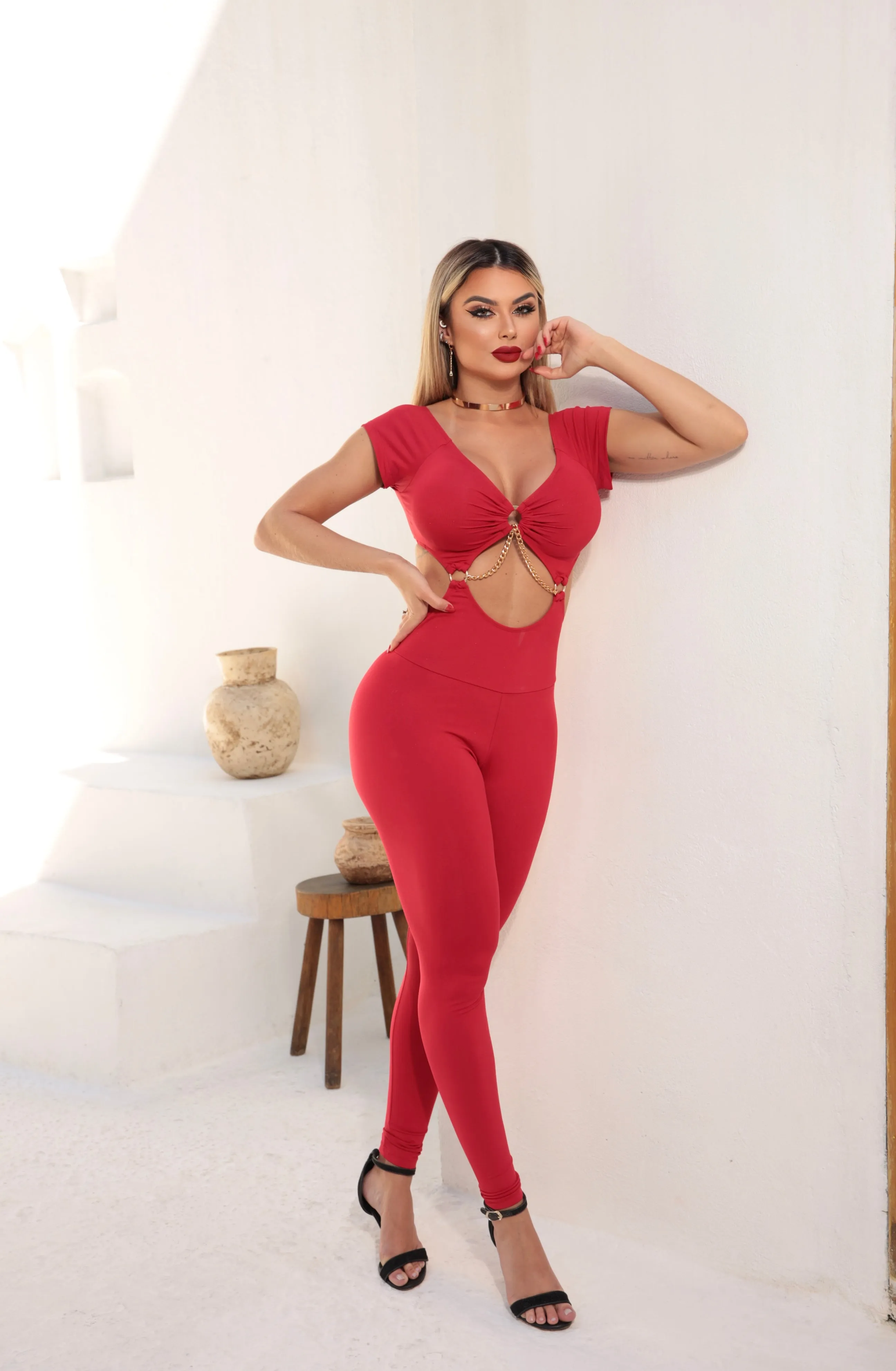 Golden Chain Cap Sleeve Bodysuit - Colors