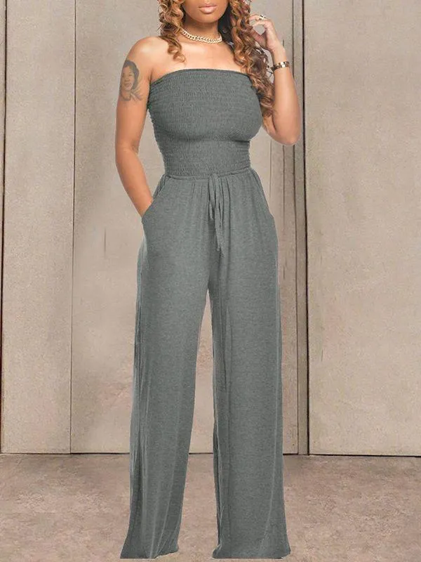Gorgeousladie Bandeau Tied-Front Jumpsuit