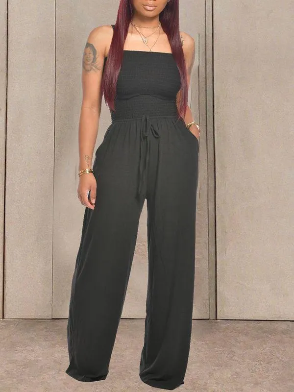 Gorgeousladie Bandeau Tied-Front Jumpsuit