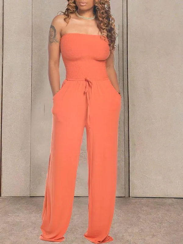 Gorgeousladie Bandeau Tied-Front Jumpsuit