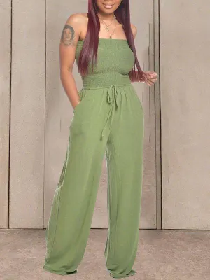 Gorgeousladie Bandeau Tied-Front Jumpsuit