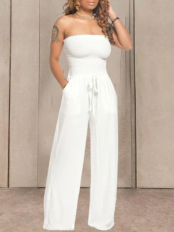Gorgeousladie Bandeau Tied-Front Jumpsuit