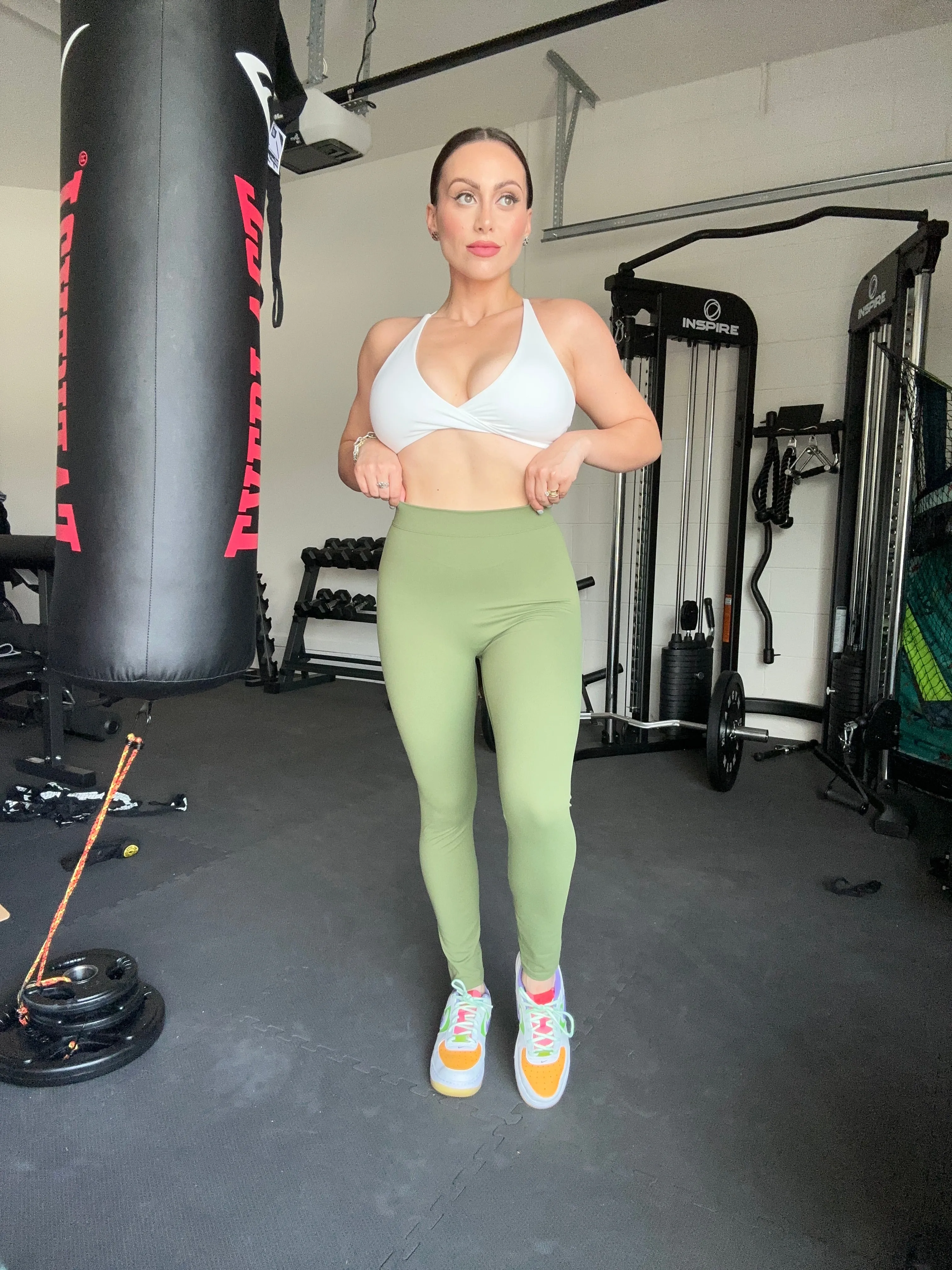 Green V Cut Scrunchy Leggings