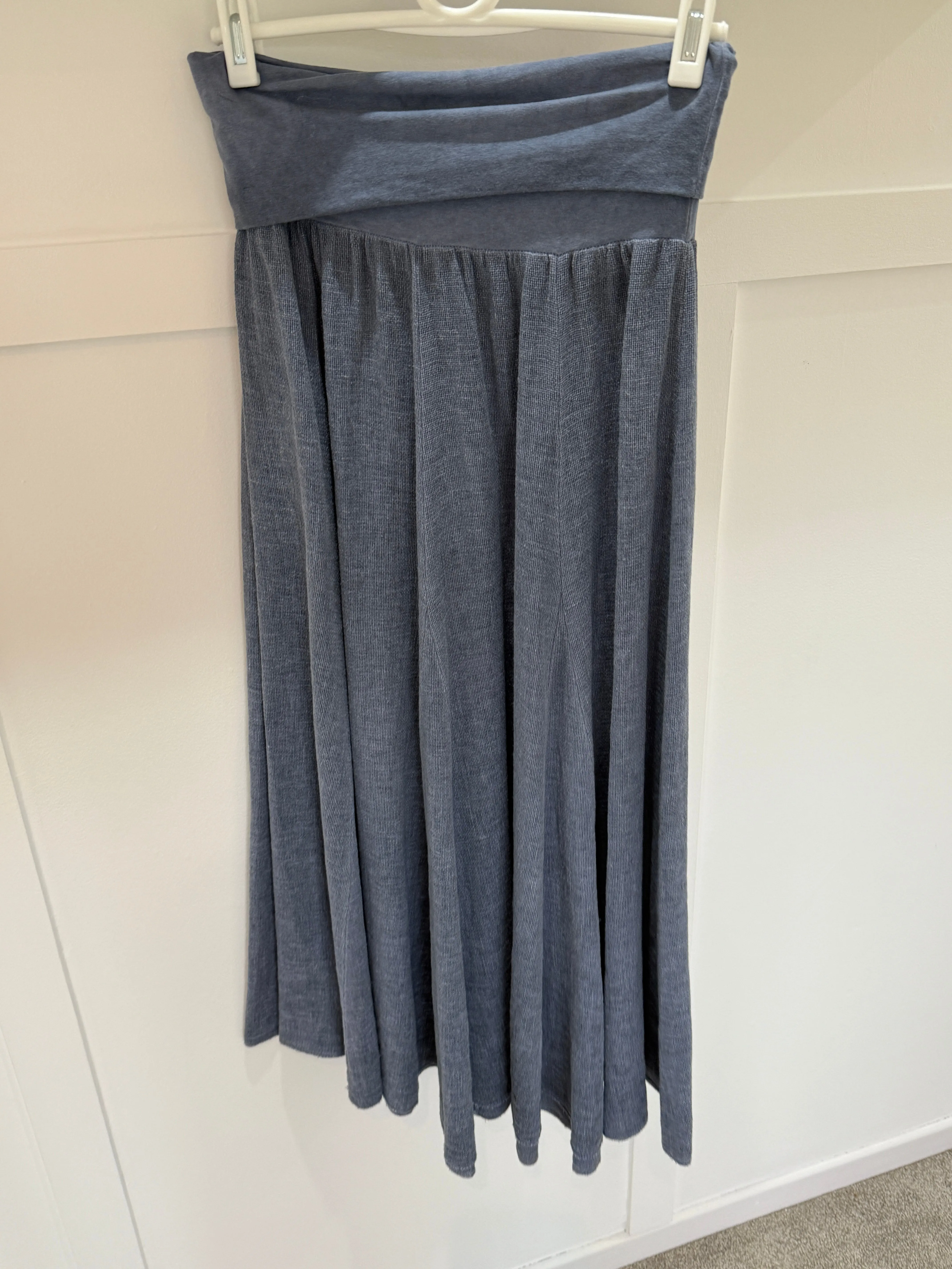 Grey Washed Linen Panel Skirt