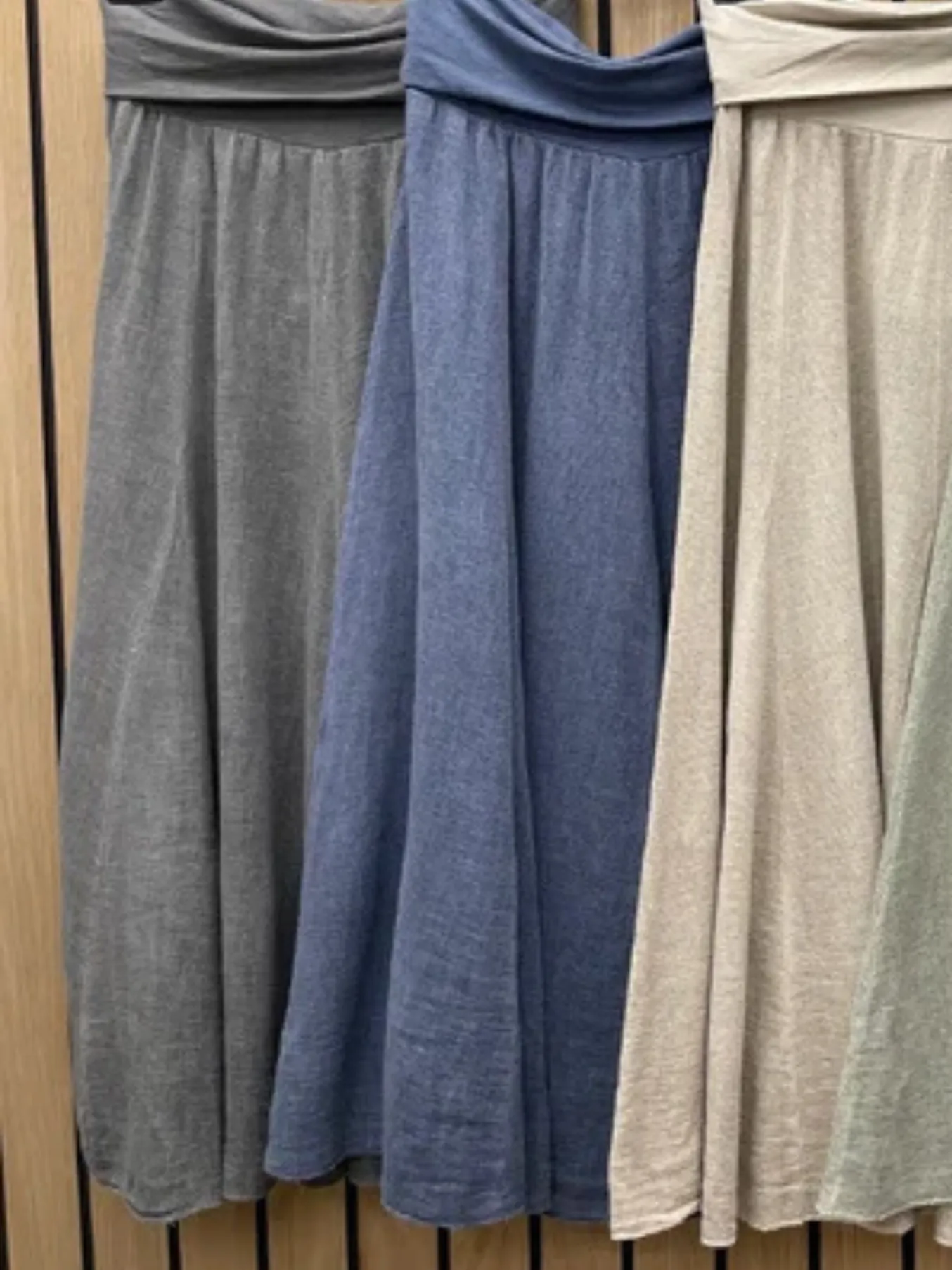 Grey Washed Linen Panel Skirt