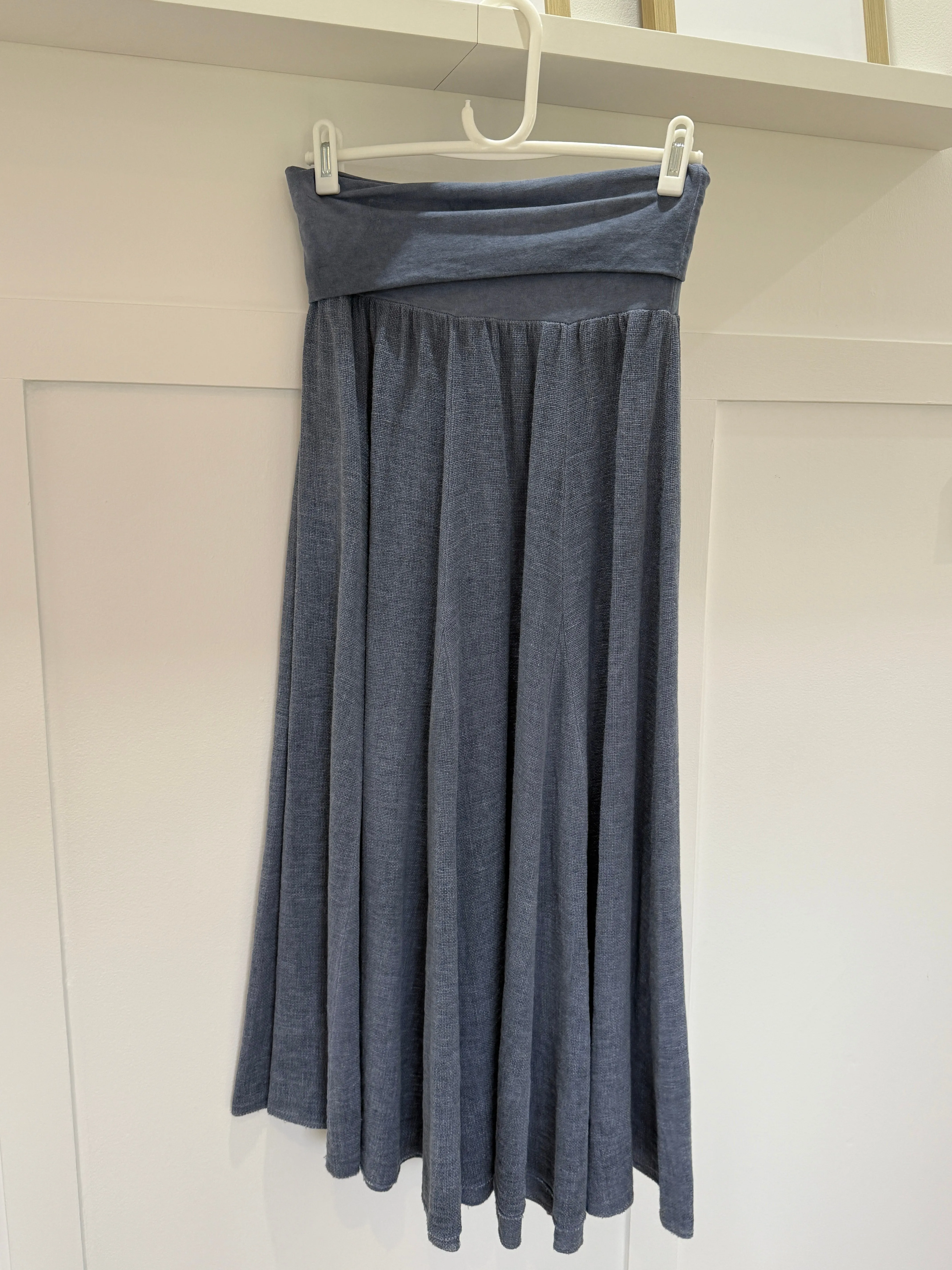 Grey Washed Linen Panel Skirt