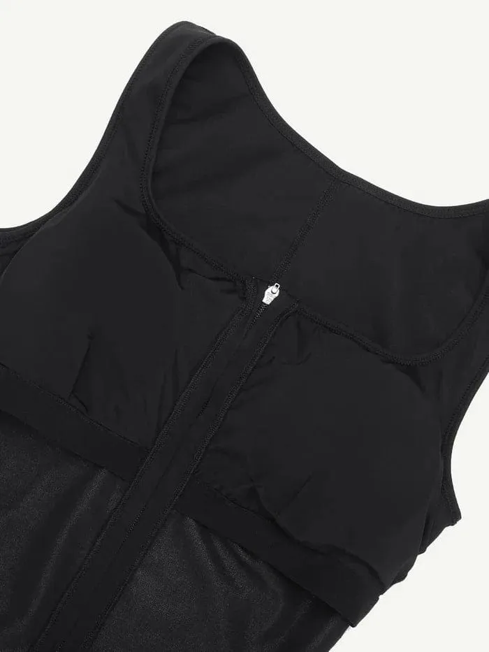 Gym sports Shapewear Jumpsuit with Front Zipper