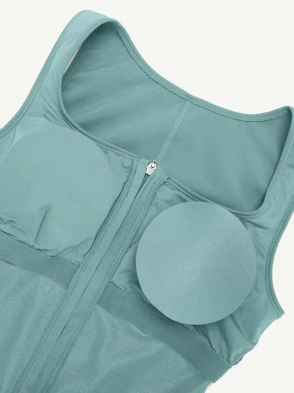 Gym sports Shapewear Jumpsuit with Front Zipper