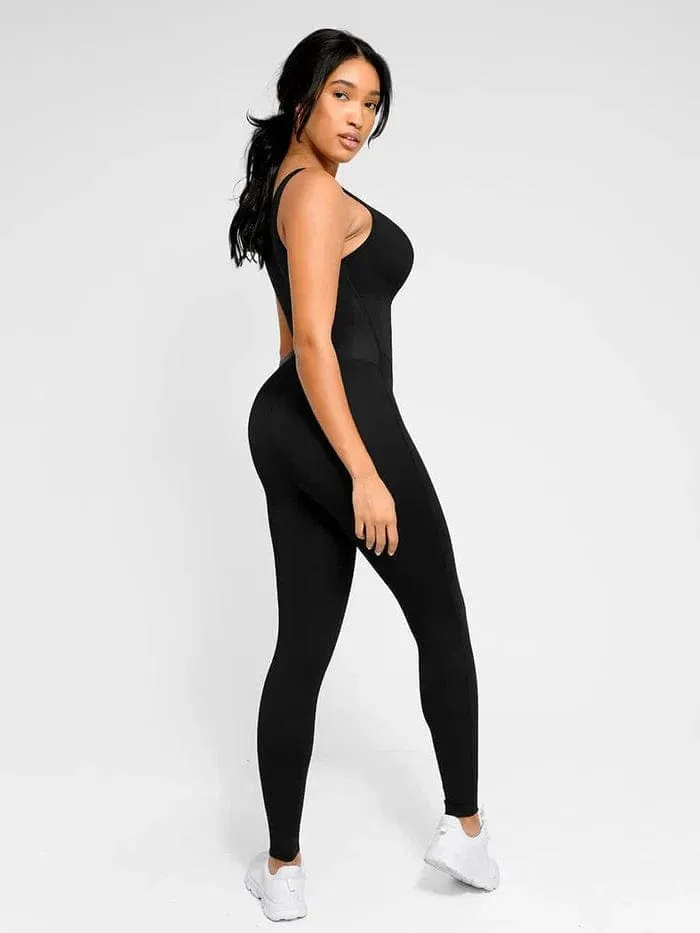 Gym sports Shapewear Jumpsuit with Front Zipper