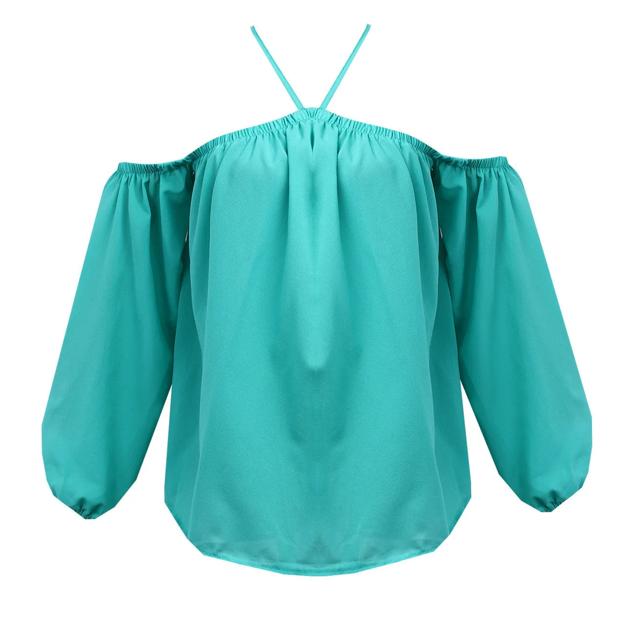 Halter Neck Bowknot Shirts Elegant Women Off Shoulder Blouses Casual Slim Chiffon Tops