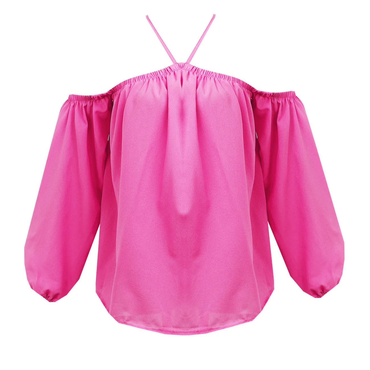 Halter Neck Bowknot Shirts Elegant Women Off Shoulder Blouses Casual Slim Chiffon Tops