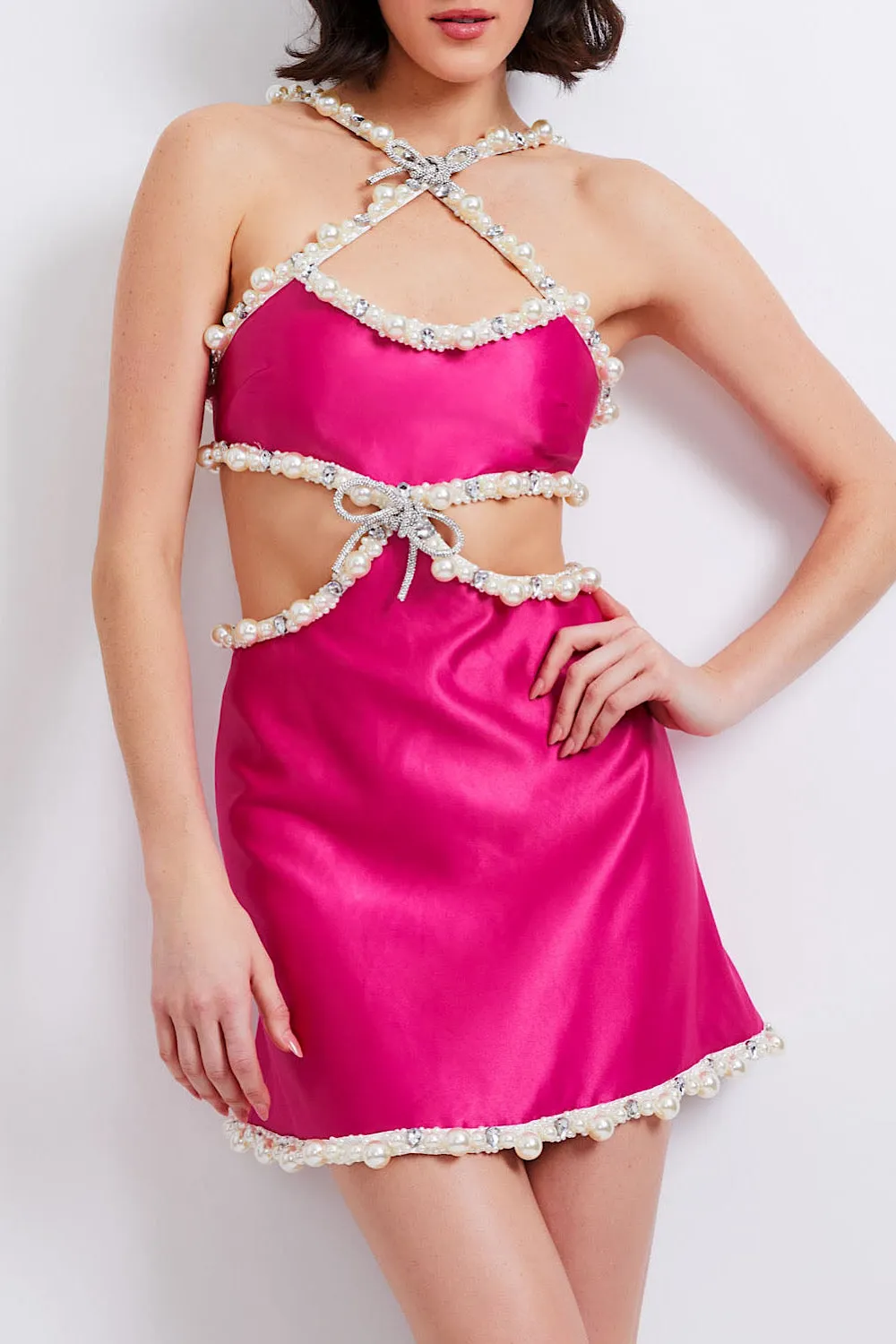 Hand-Beaded Pearl and Rhinestone