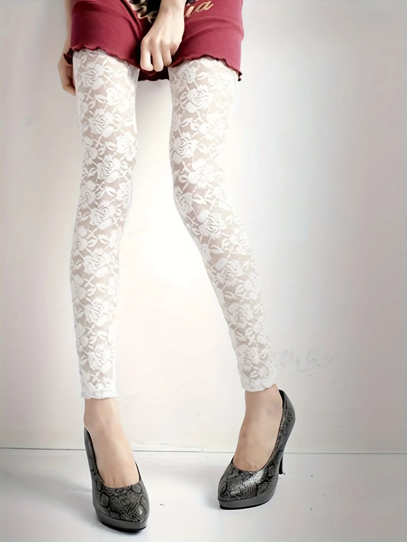 High-Waist Floral Lace Sheer Leggings – Sexy & Elegant Skinny Fit