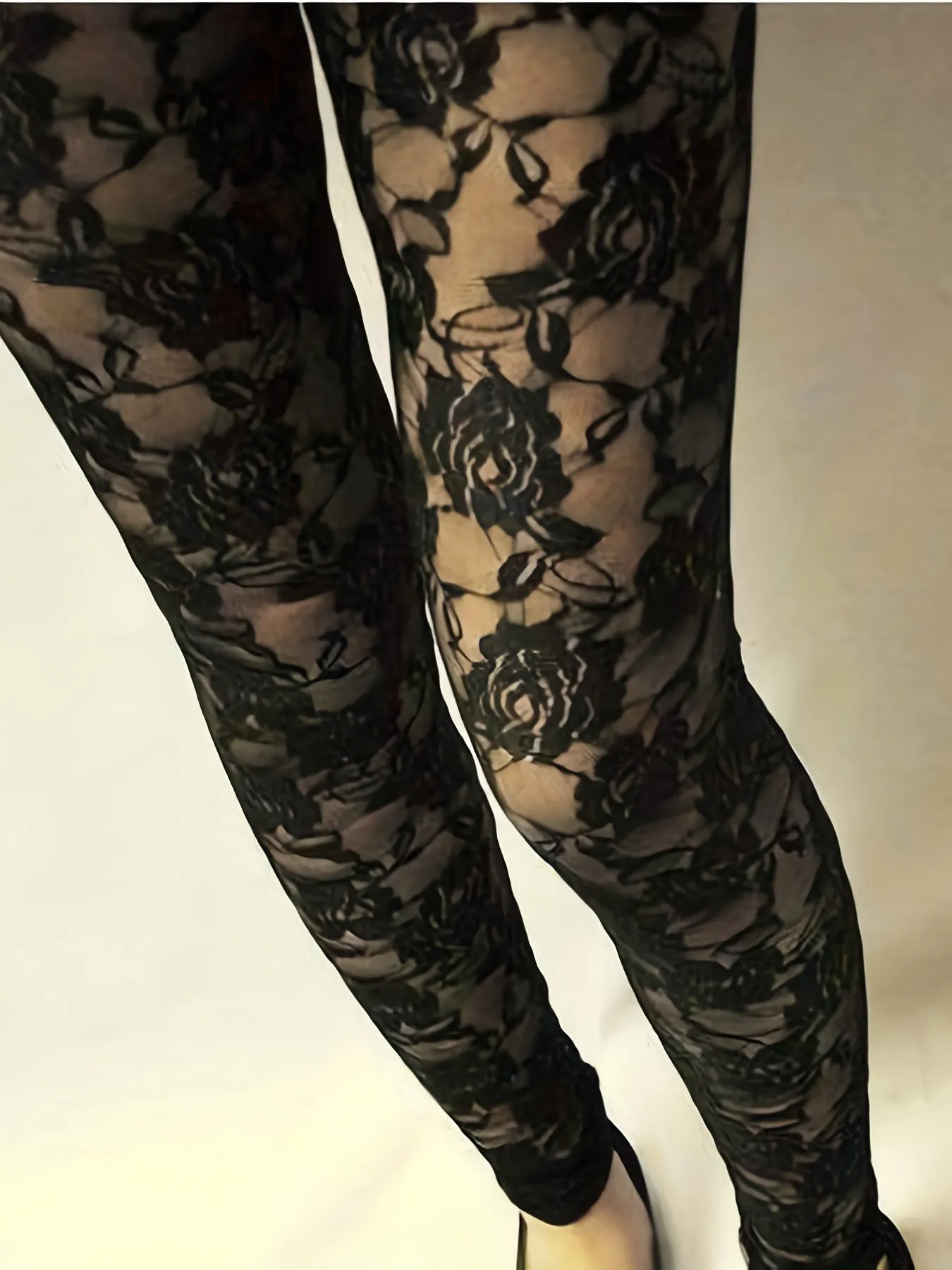 High-Waist Floral Lace Sheer Leggings – Sexy & Elegant Skinny Fit