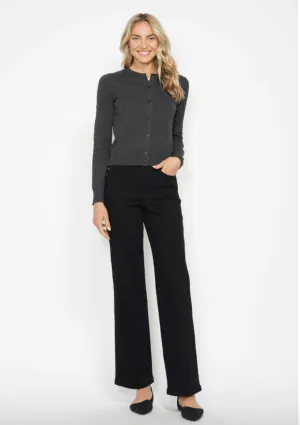 High Waist Straight Leg Black Denim - Tummy Control