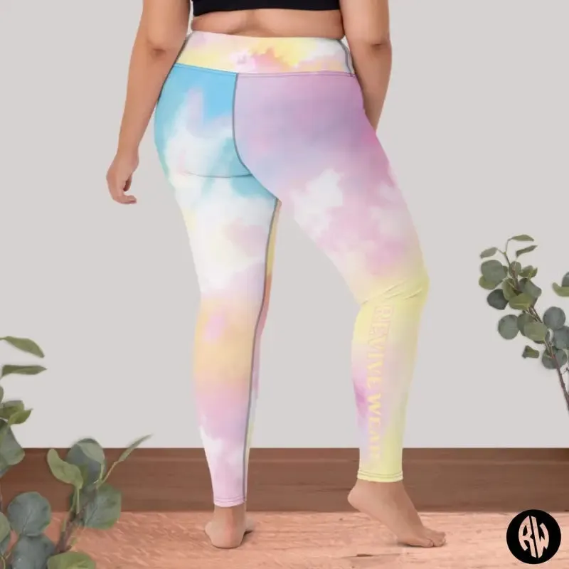 High Waisted Yoga Leggings | Pastel Print