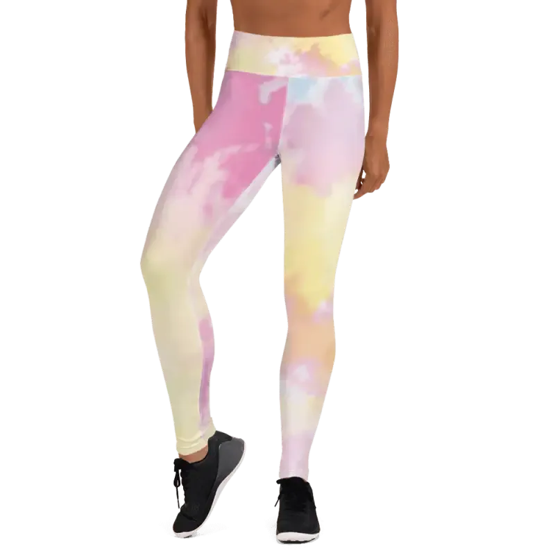 High Waisted Yoga Leggings | Pastel Print
