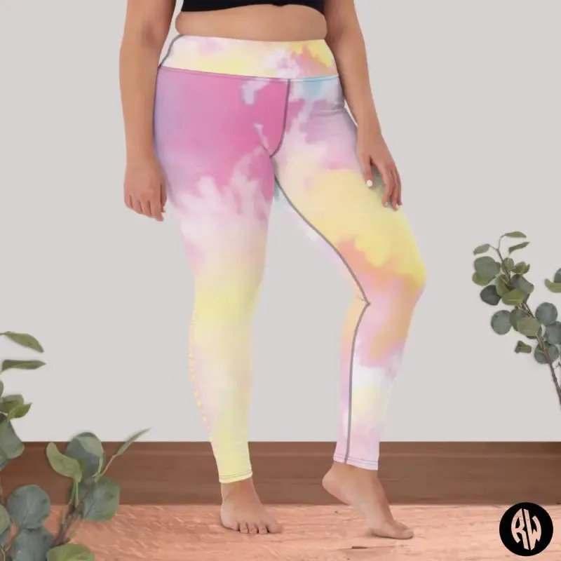 High Waisted Yoga Leggings | Pastel Print