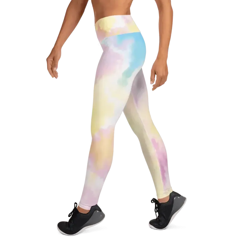 High Waisted Yoga Leggings | Pastel Print