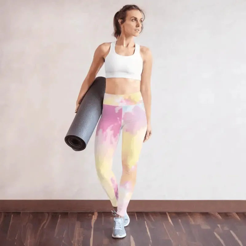 High Waisted Yoga Leggings | Pastel Print