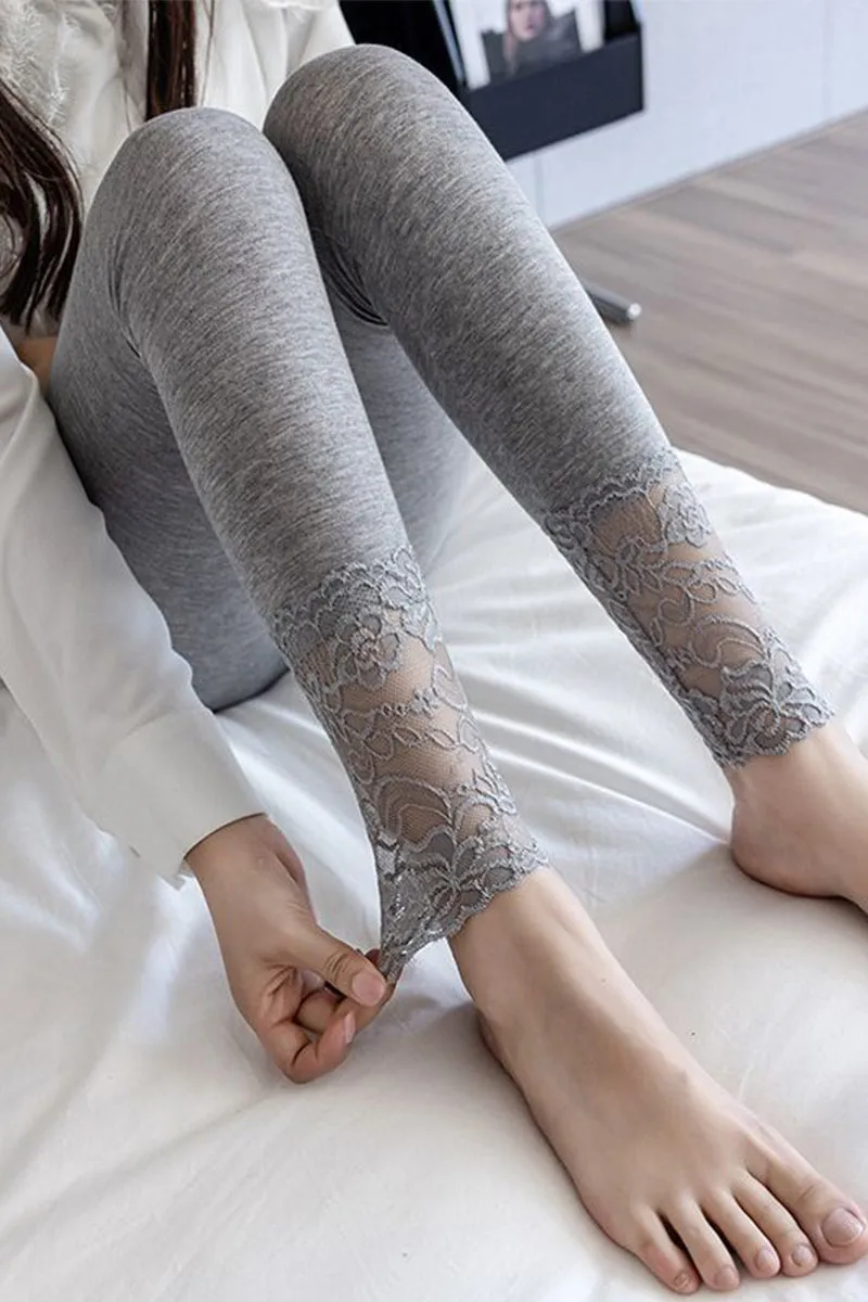 HKS1373 High-Waisted Lace Leggings