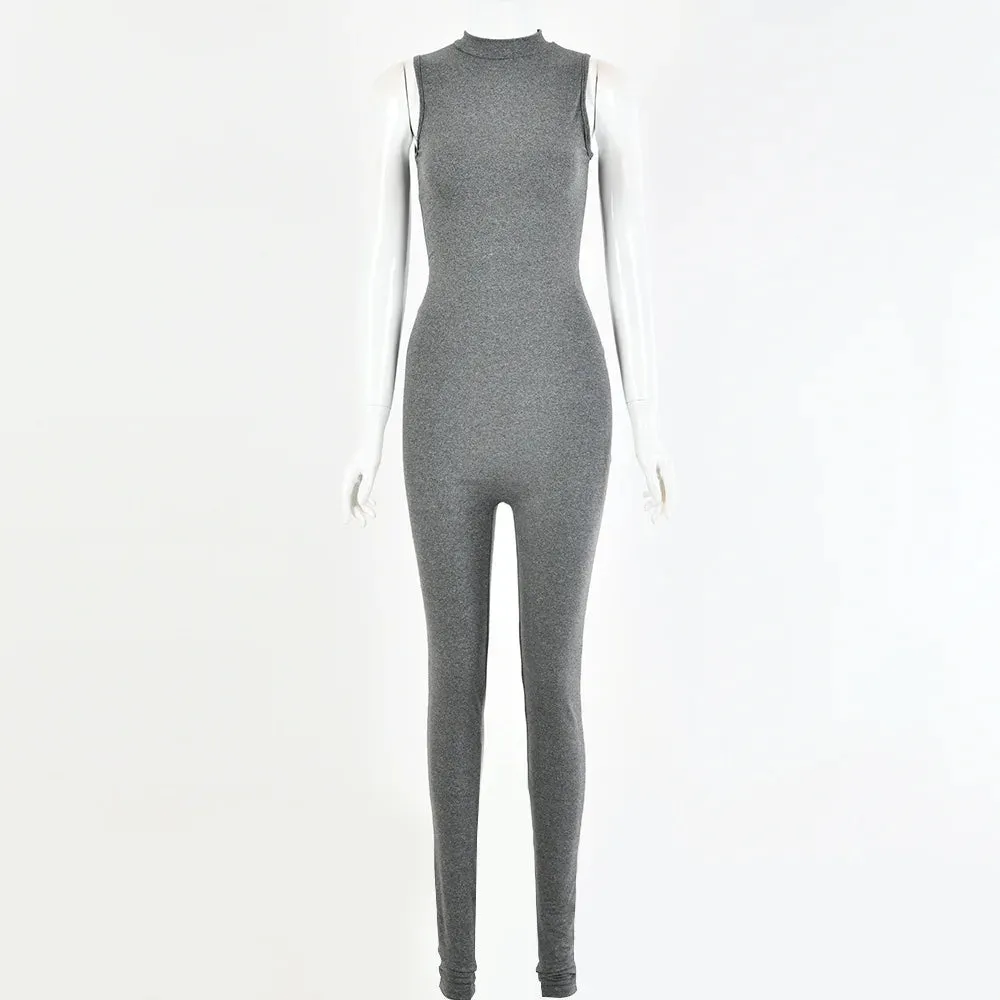 Hot selling 2022 summer new women's sleeveless slim fitting high waisted sports jumpsuit