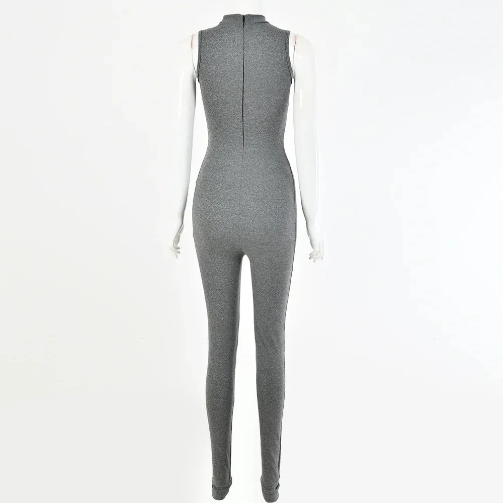 Hot selling 2022 summer new women's sleeveless slim fitting high waisted sports jumpsuit