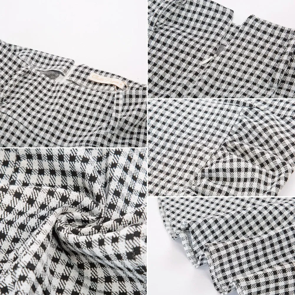Houndstooth Mermaid Skirt with Belt