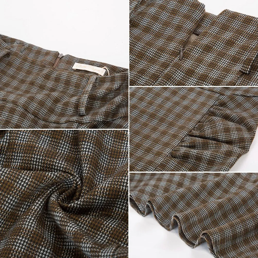 Houndstooth Mermaid Skirt with Belt