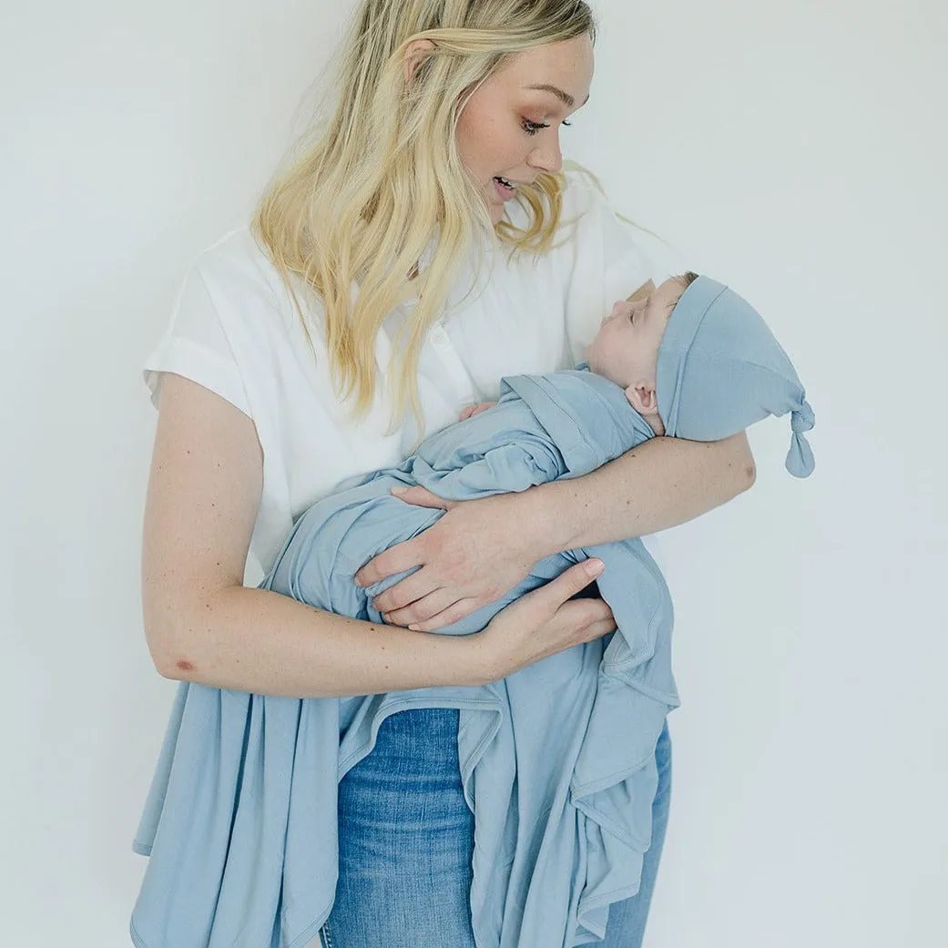 HUGBUG Bamboo Sky Swaddle | Hat Set