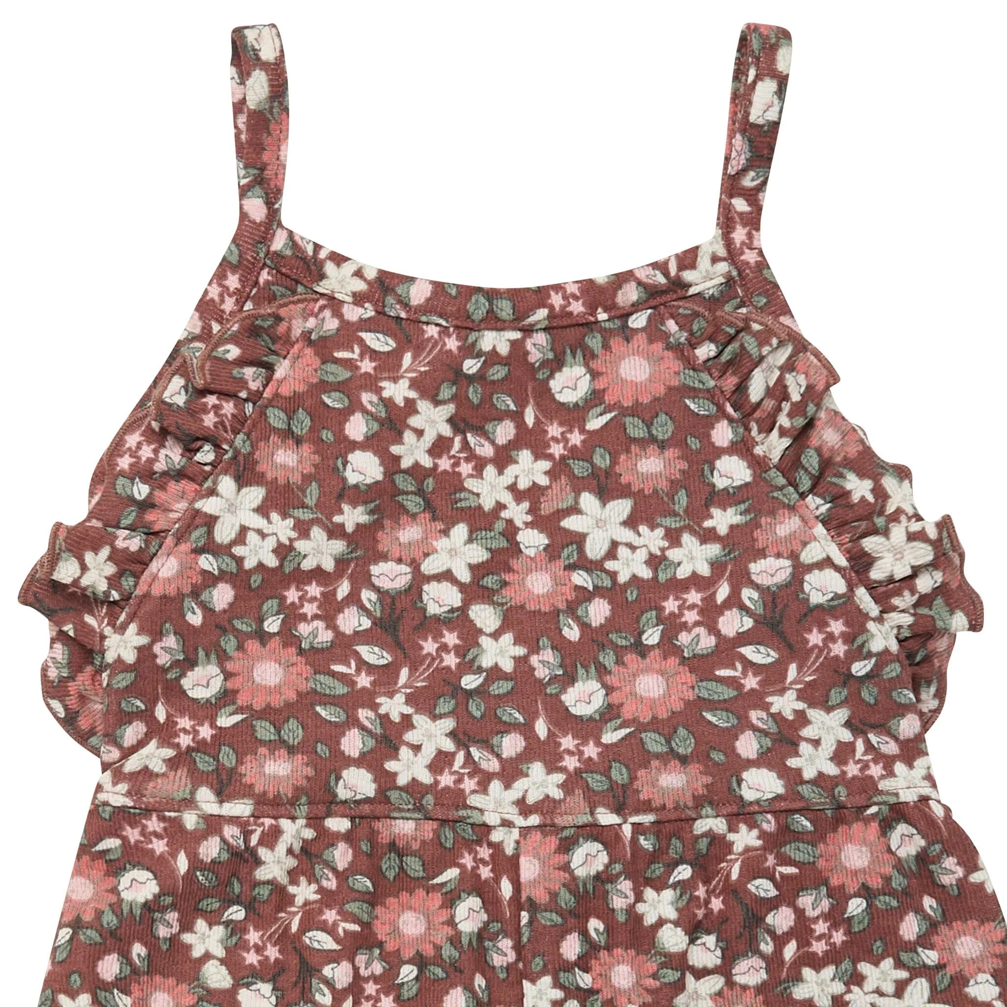 Infant & Toddler Girls Brown Star Floral Ruffle Romper
