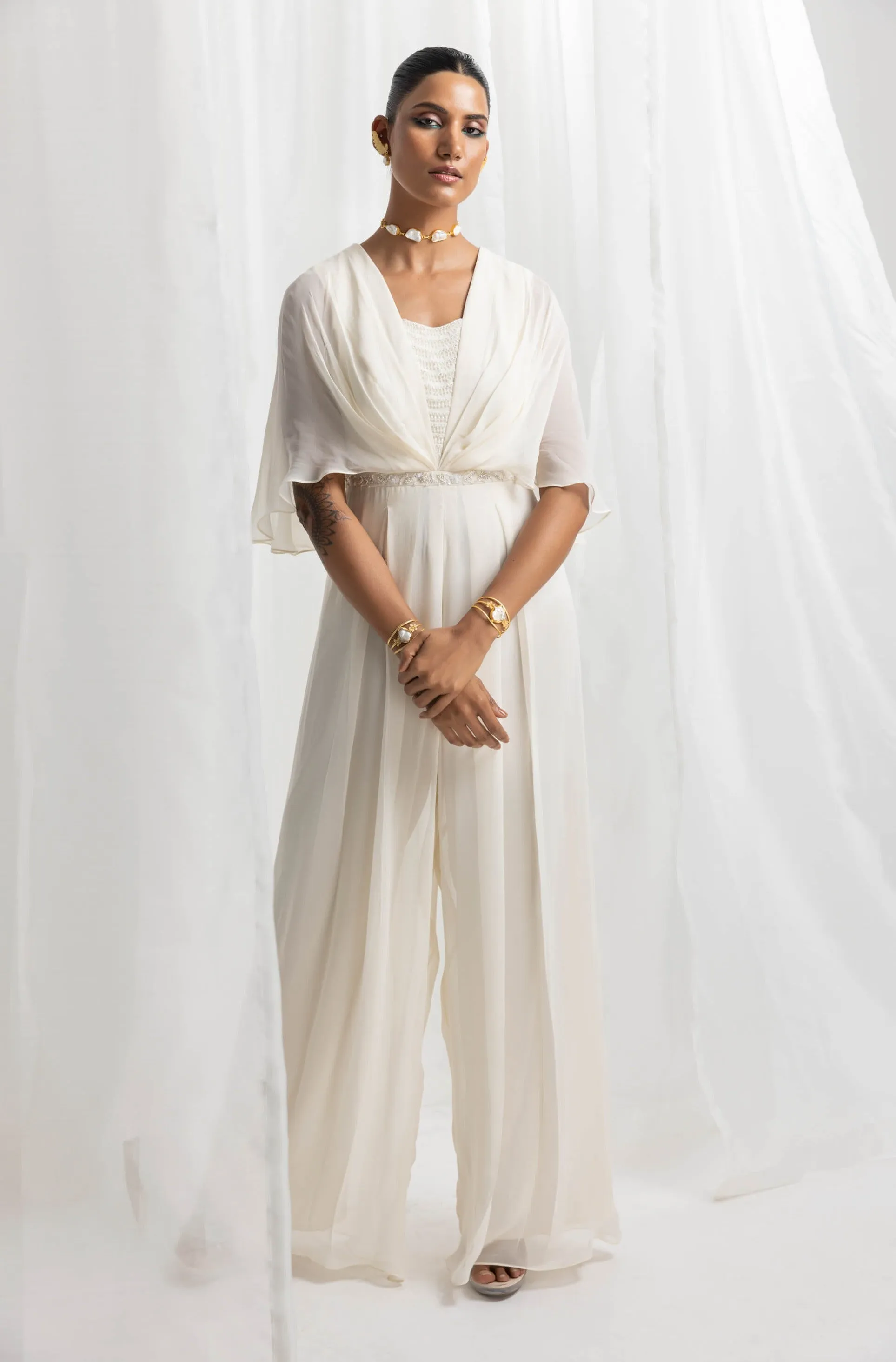 Ivory embellished jumpsuit