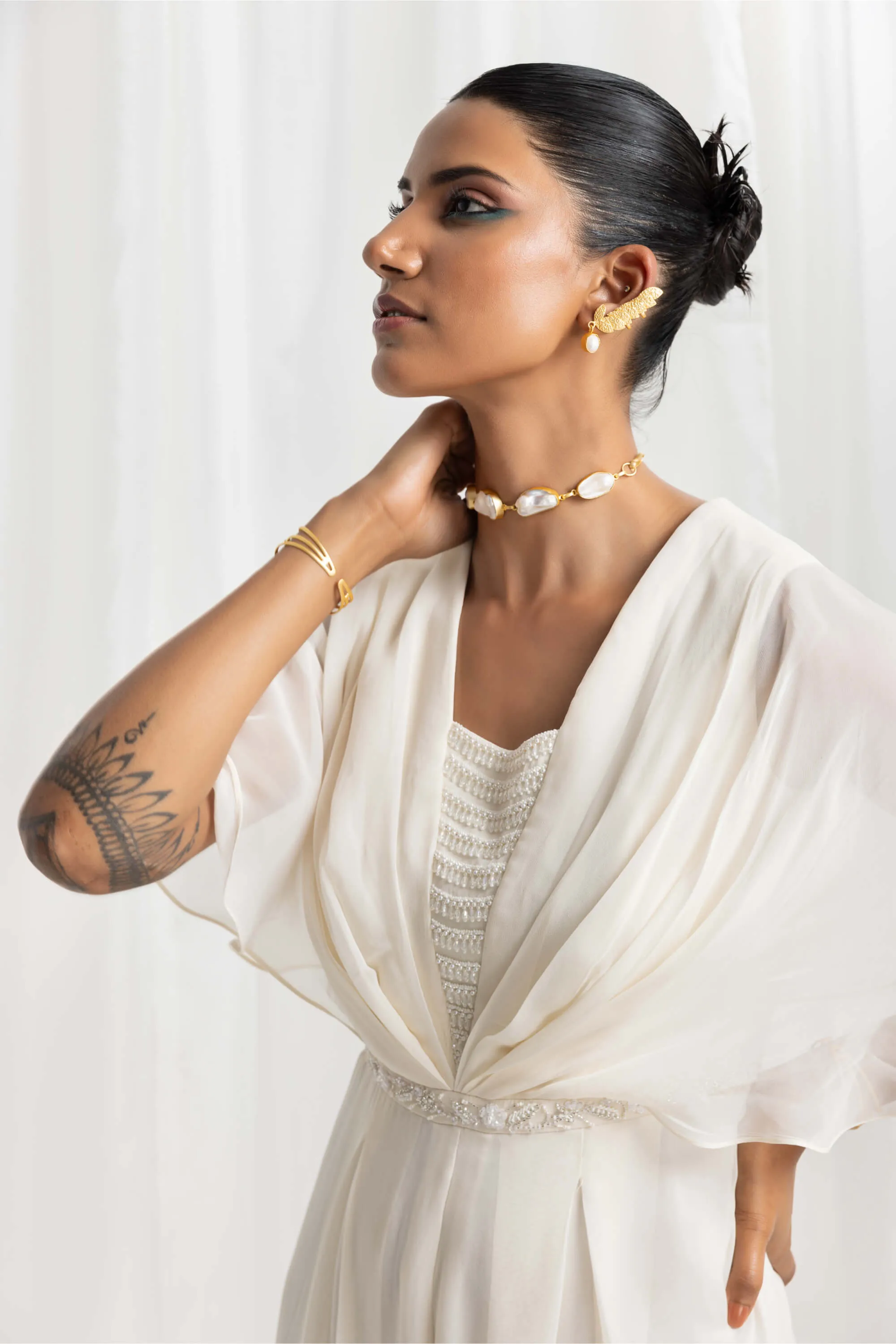 Ivory embellished jumpsuit