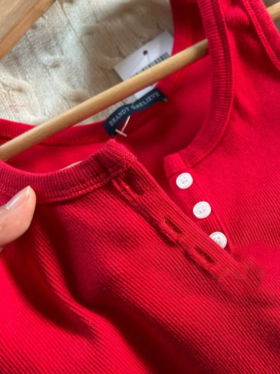 JazzHer Red All-match Buttons Slim Vests Women Summer Cotton Simple Streetwear Casual Sleeveless Tank Tops Sweet Vintage Chic Cute Camis