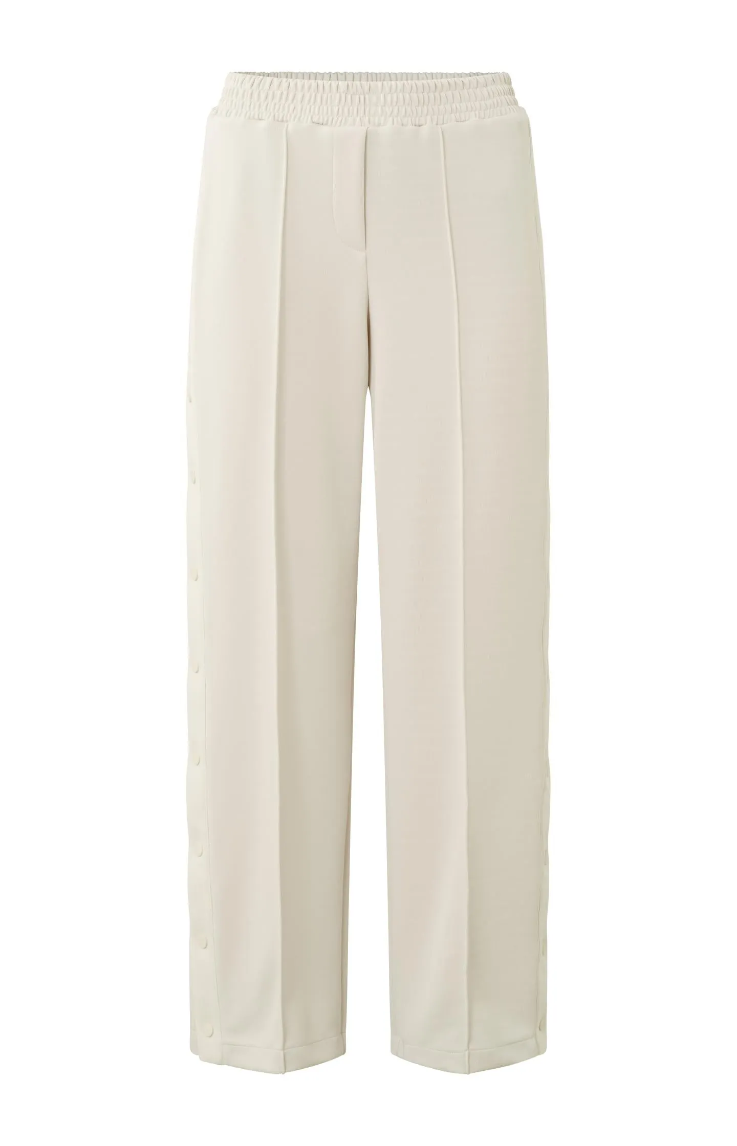 Jersey wide leg trousers with elastic waist and buttons