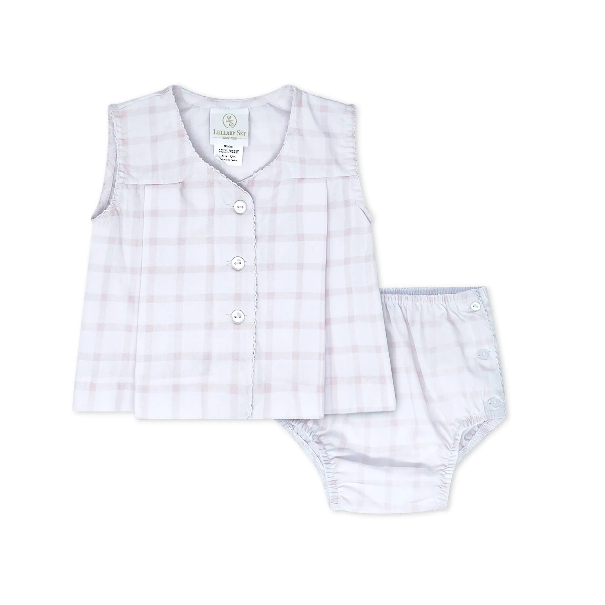 Jill Diaper Set - Wilmington Pink Windowpane.
