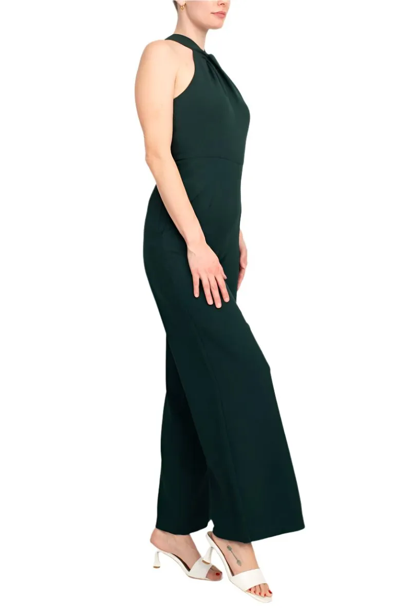 Julia Jordan Crossed Neck Keyhole Racerback Solid Crepe Jumpsuit
