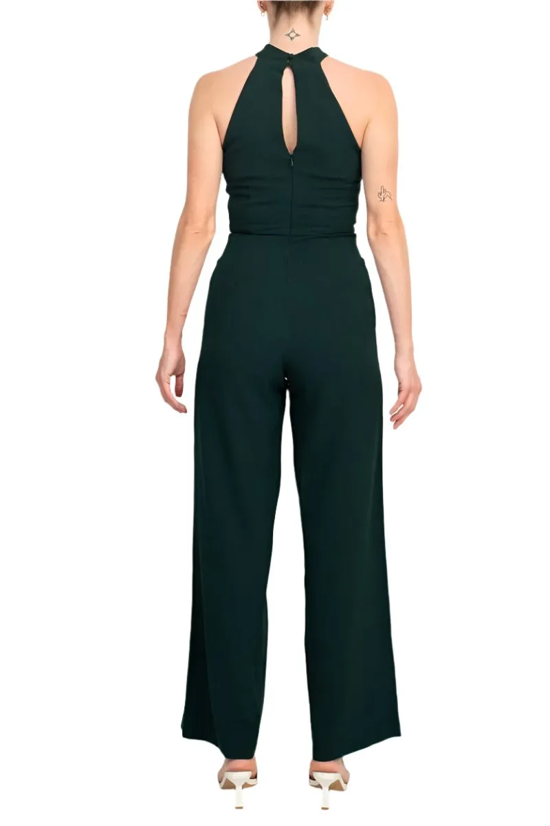 Julia Jordan Crossed Neck Keyhole Racerback Solid Crepe Jumpsuit