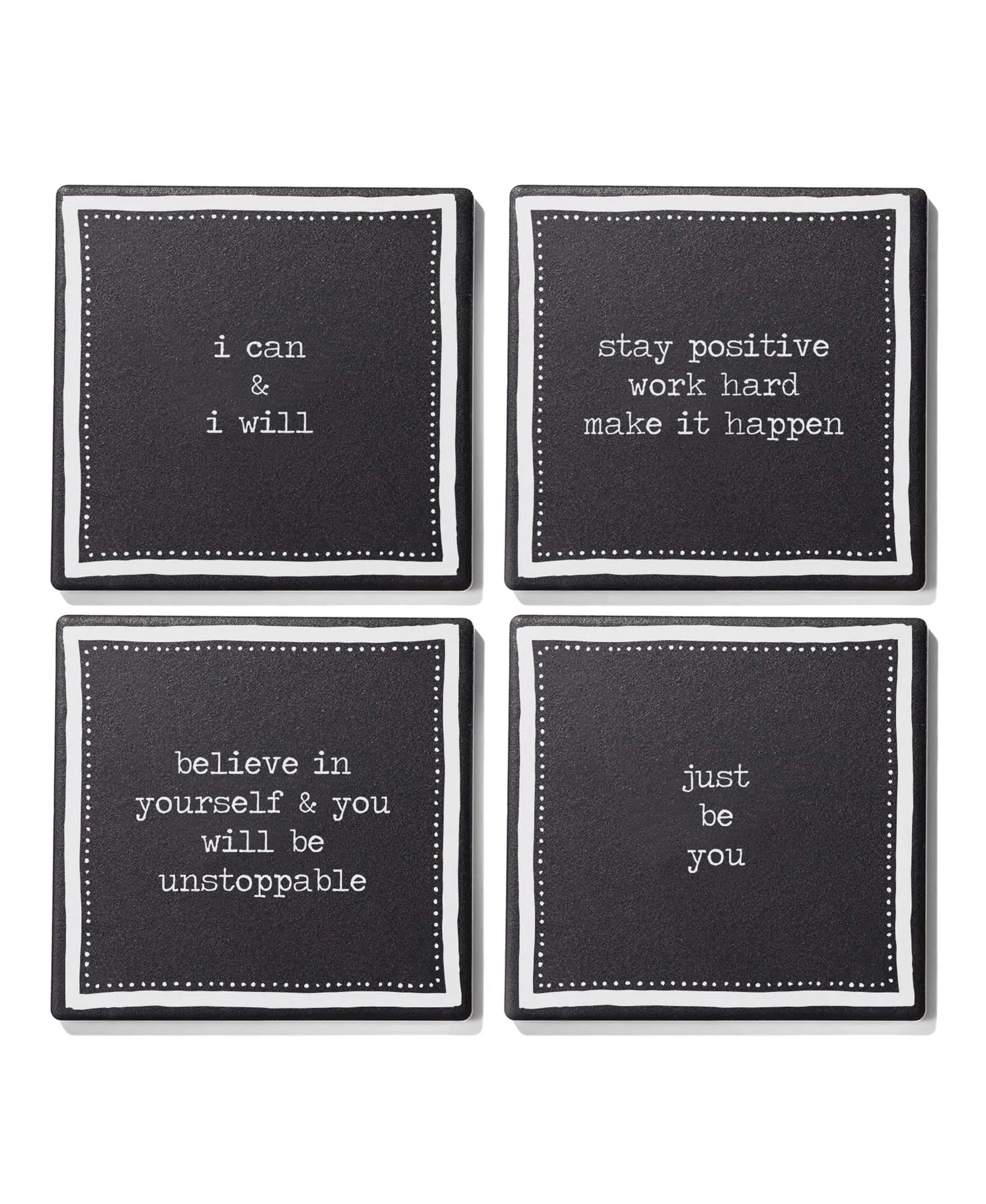 Just Be You Set of 4 Ceramic Coasters - Stylish 4.25" Drink Protection