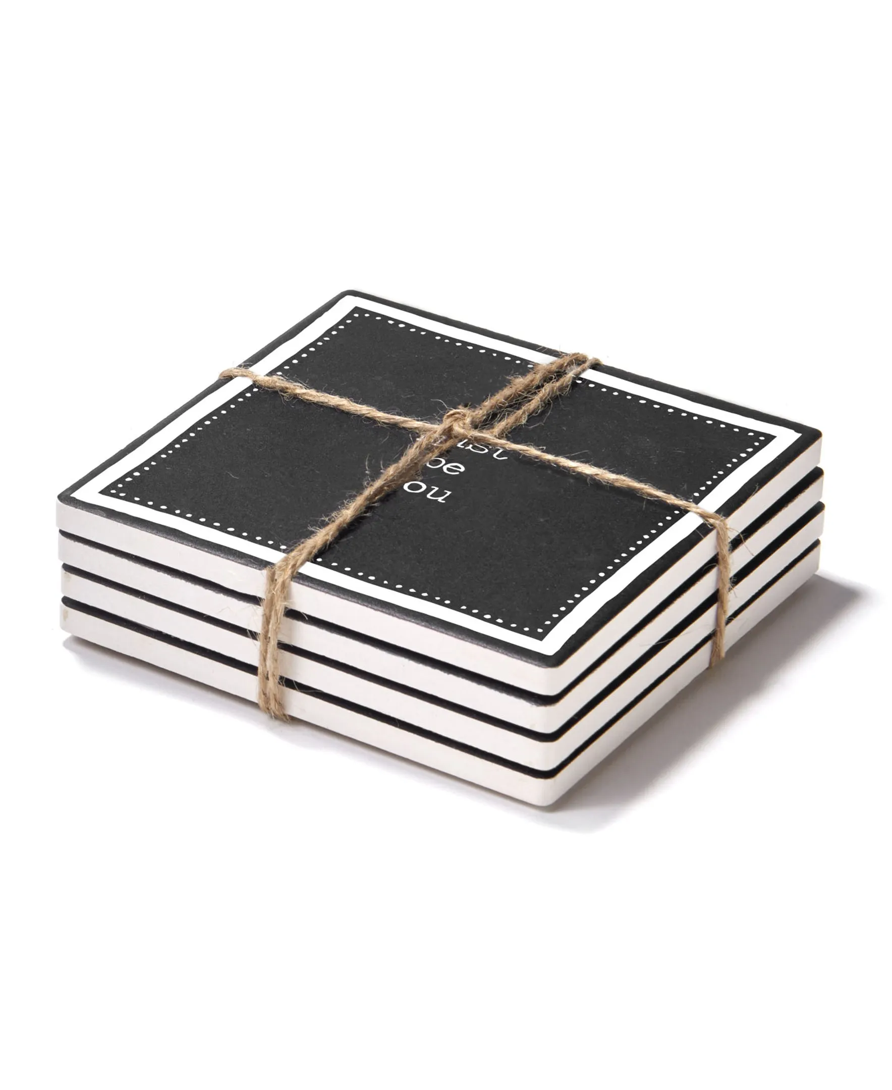 Just Be You Set of 4 Ceramic Coasters - Stylish 4.25" Drink Protection