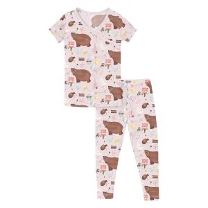 KicKee - Short Sleeve Kimono PJ Set - Violet Forest Party