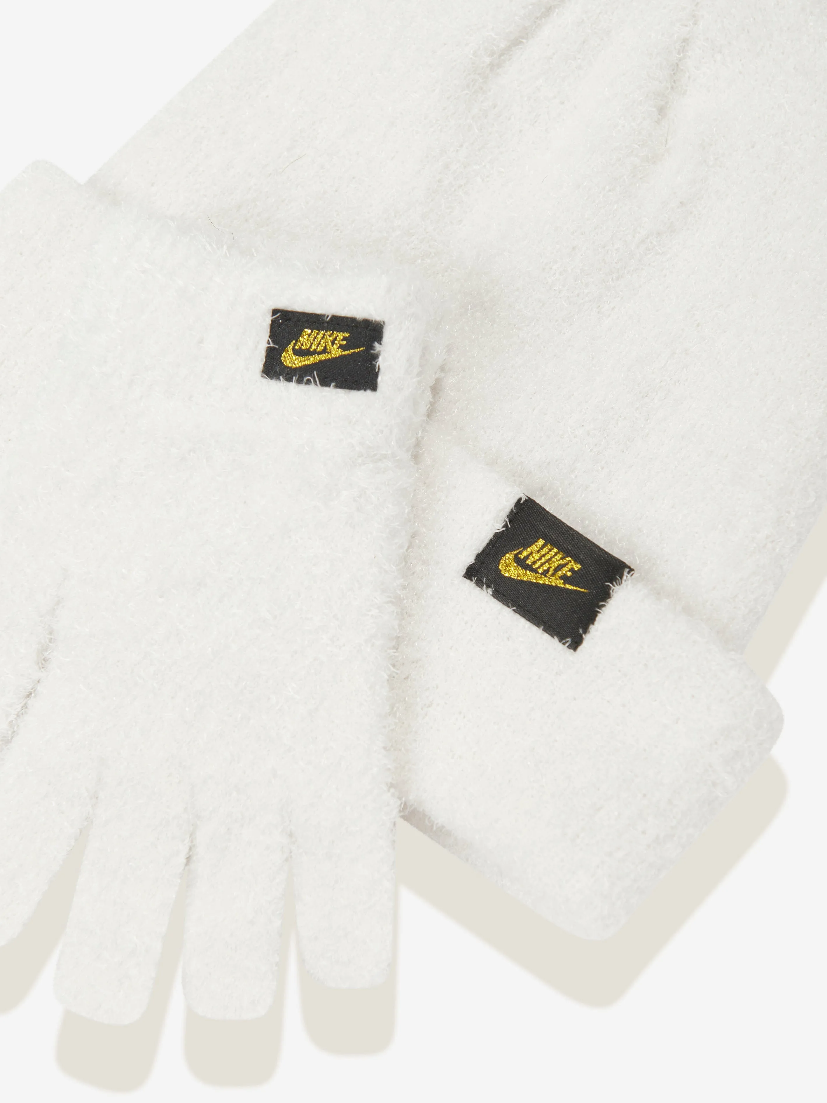 Kids Plush Beanie and Glove Set in White