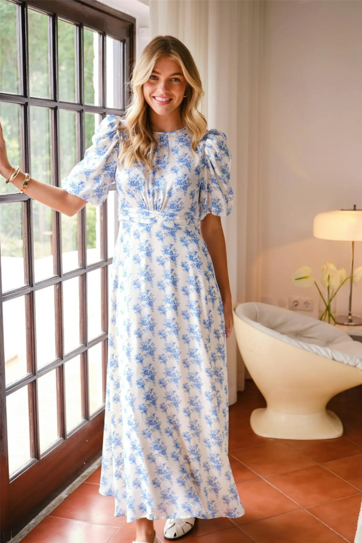 Kikka Wild Rose Dress Light Blue