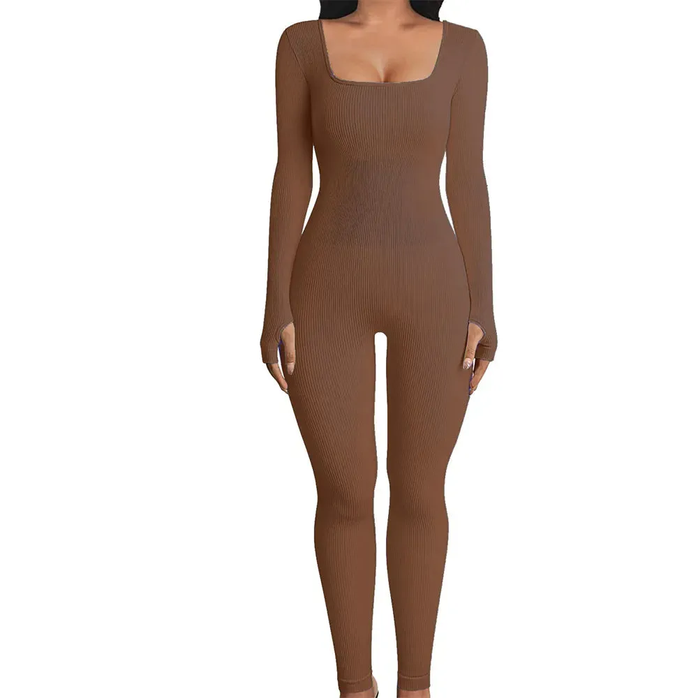 KIM| Square Neck Bodycon Jumpsuit
