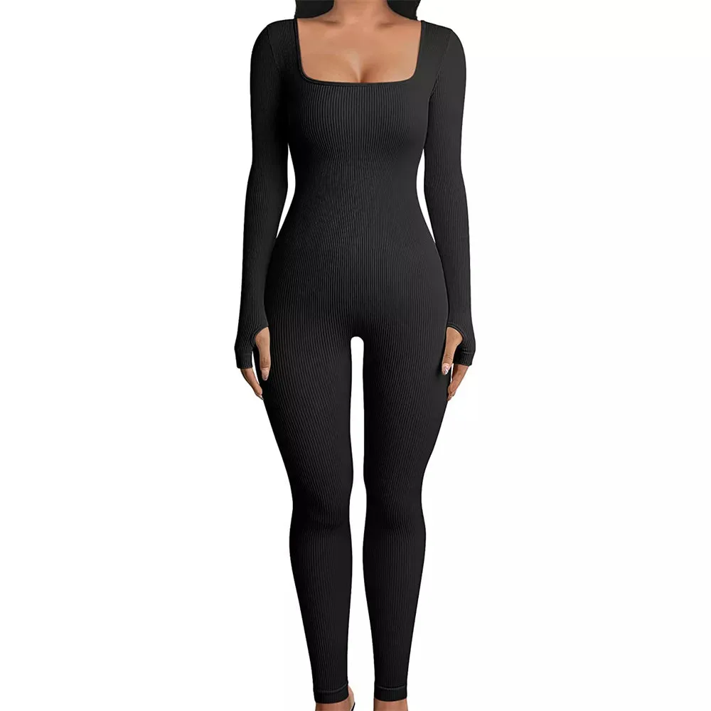 KIM| Square Neck Bodycon Jumpsuit